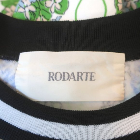 RODARTE RUFFLED LACE YOKE SWEATSHIRT WHITE/BLUE FLORAL PRINT SIZE EXTRA SMALL - Picture 7 of 10